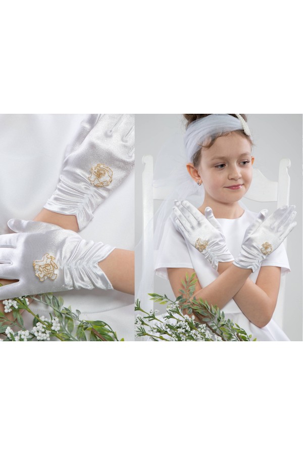 Rękawiczki komunijne klasyczne UK-Nr3a - obraz 1