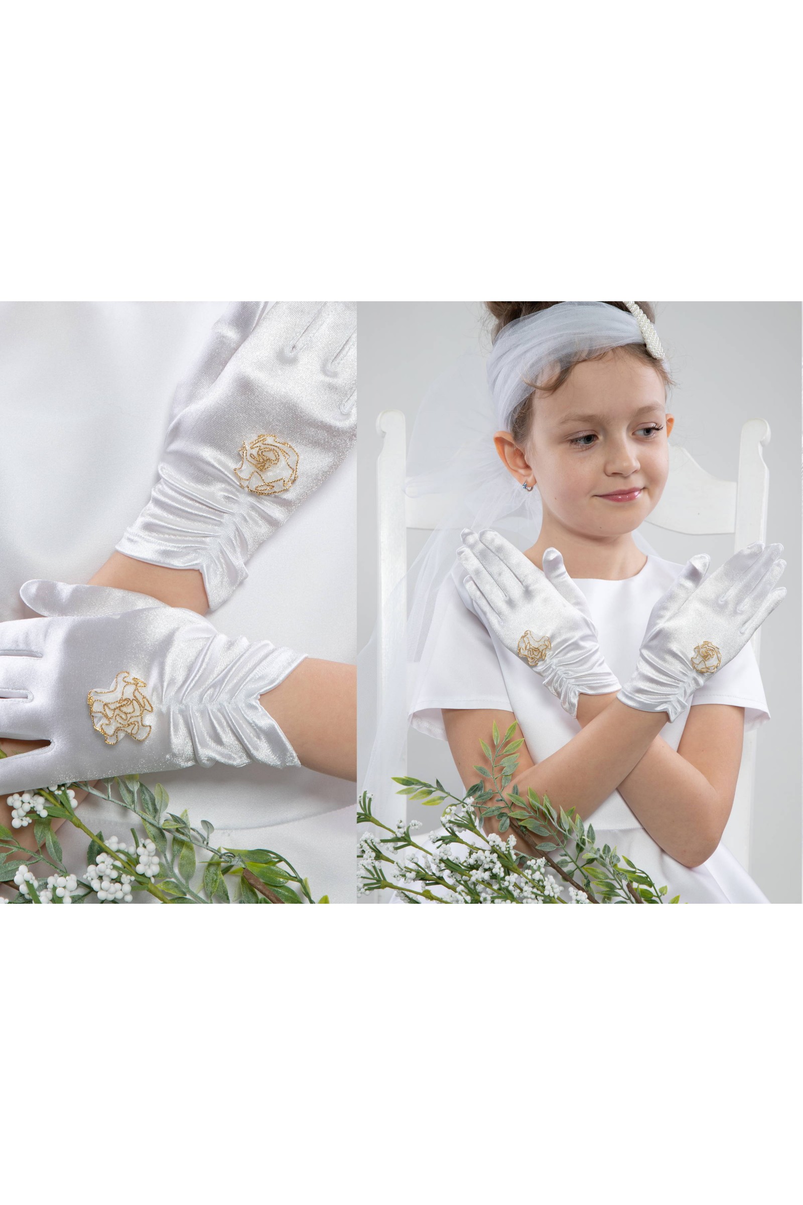 Rękawiczki komunijne klasyczne UK-Nr3a - obraz 1