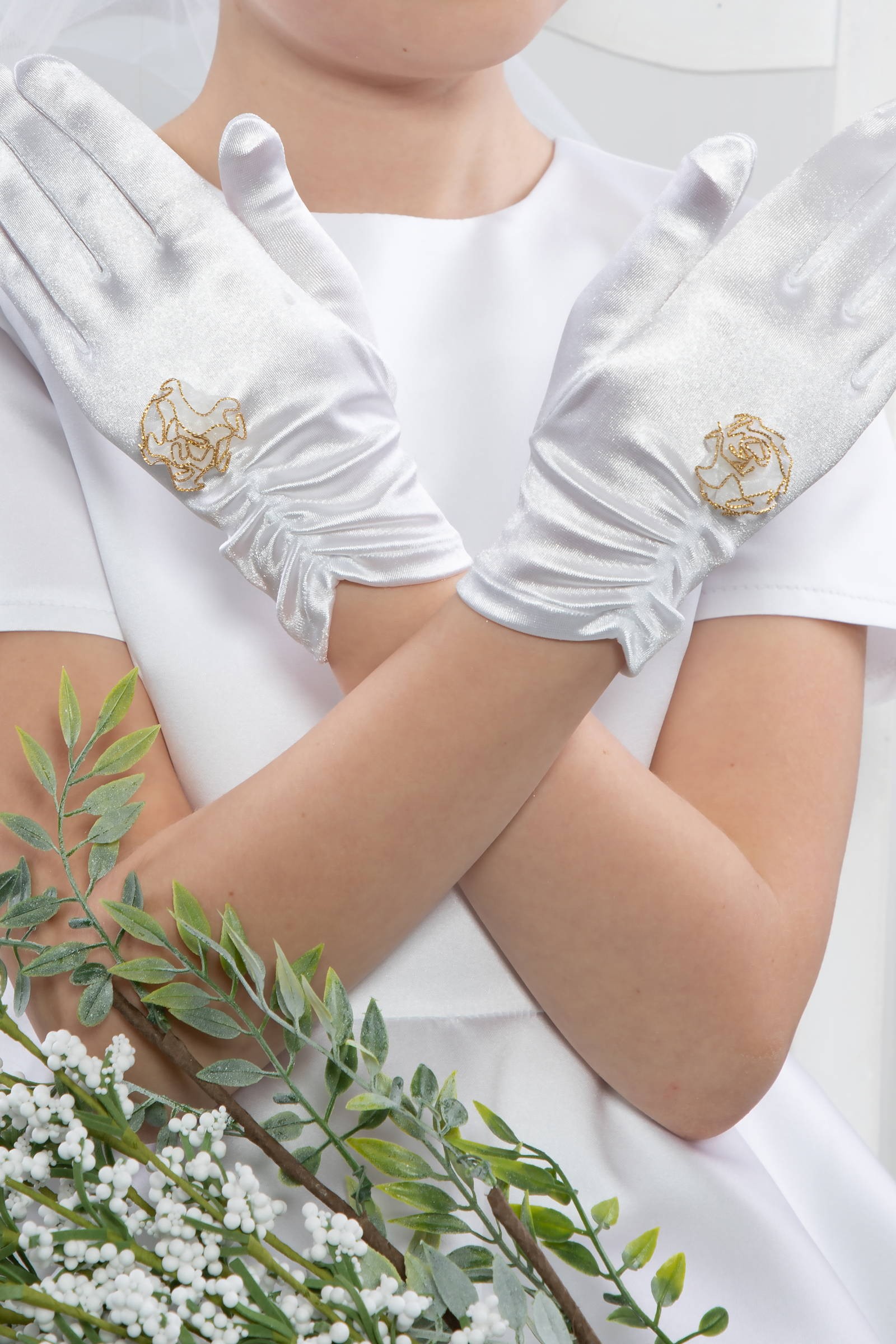 Rękawiczki komunijne klasyczne UK-Nr3a - obraz 0