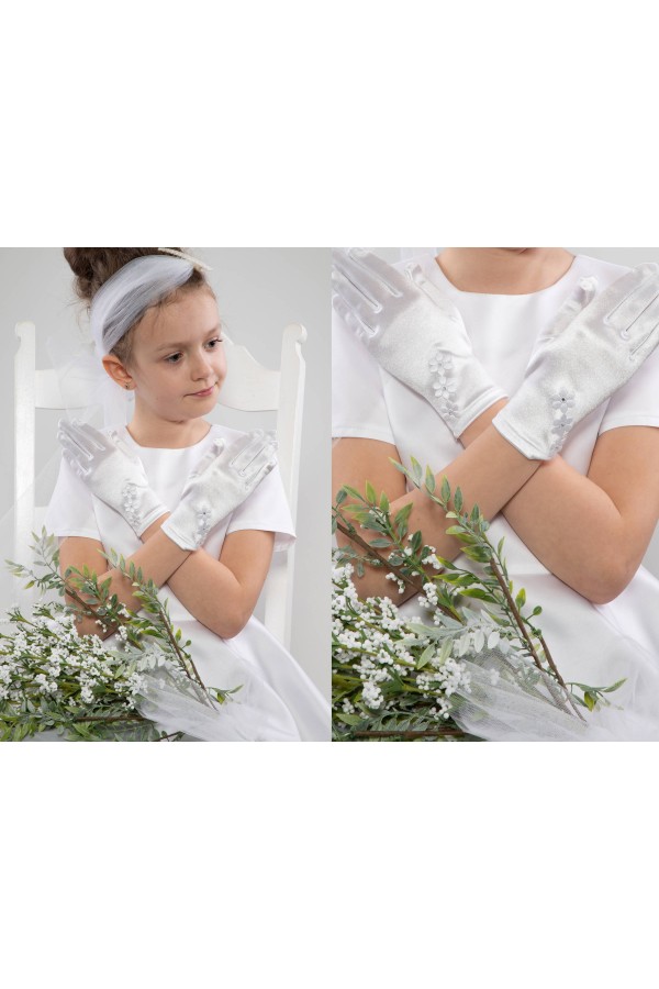 Rękawiczki komunijne klasyczne UK-Nr0 - obraz 3