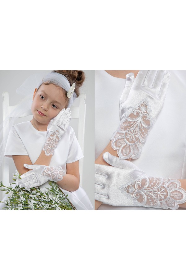Rękawiczki komunijne klasyczne UK-Nr6a - obraz 1