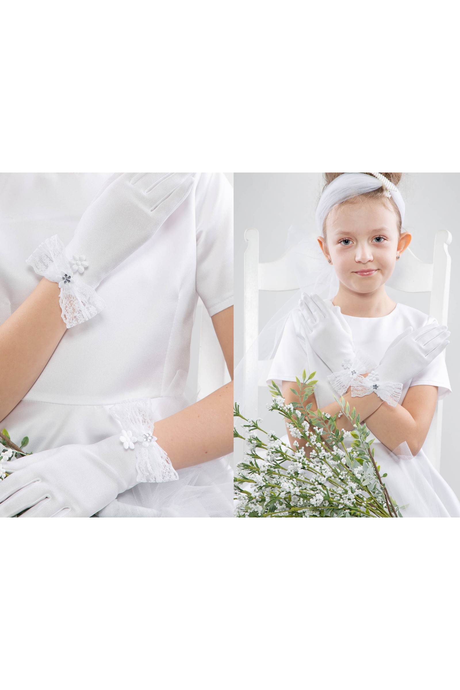 Rękawiczki komunijne klasyczne UK-Nr28 - obraz 1