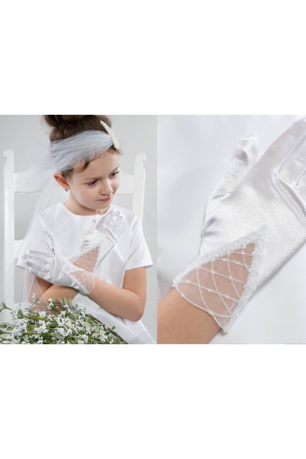 Rękawiczki komunijne klasyczne UK-Nr19 - obraz 1