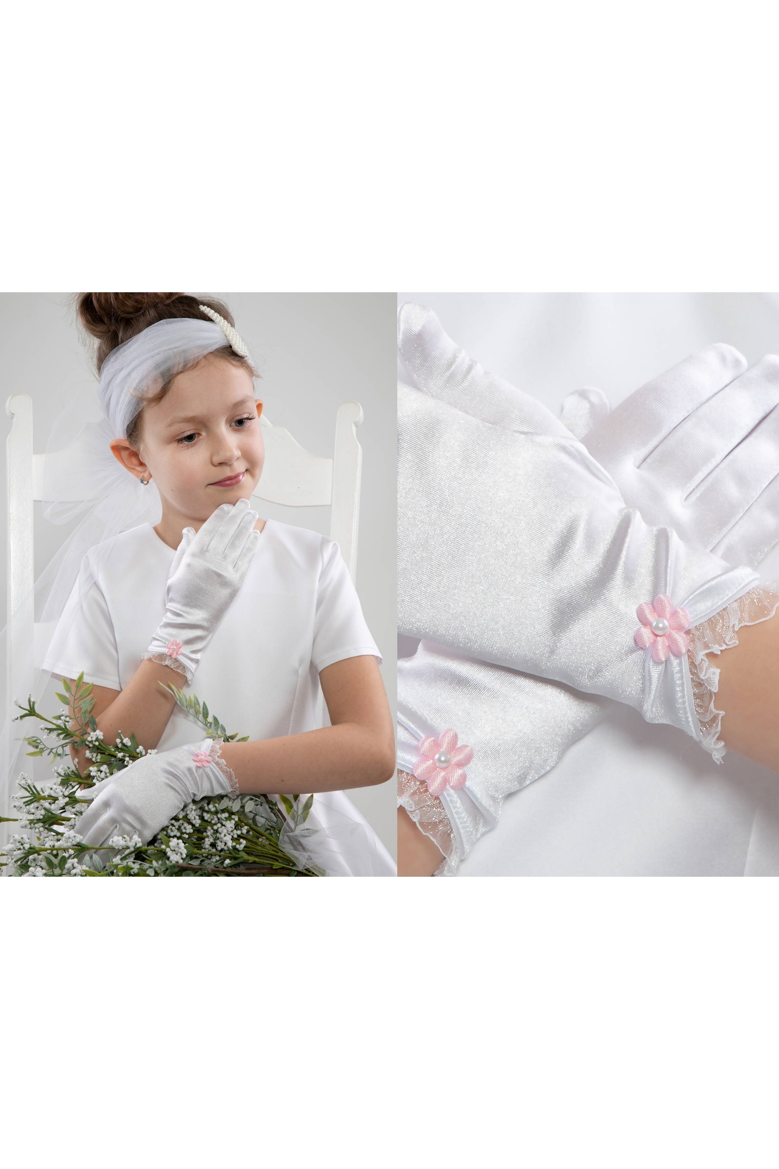 Rękawiczki komunijne klasyczne UK-Nr17 - obraz 1