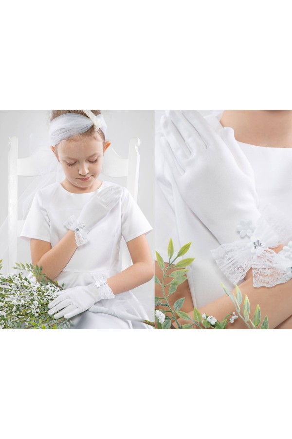 Rękawiczki komunijne klasyczne UK-Nr28 - obraz 3