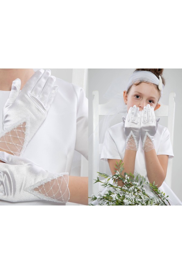 Rękawiczki komunijne klasyczne UK-Nr19 - obraz 3