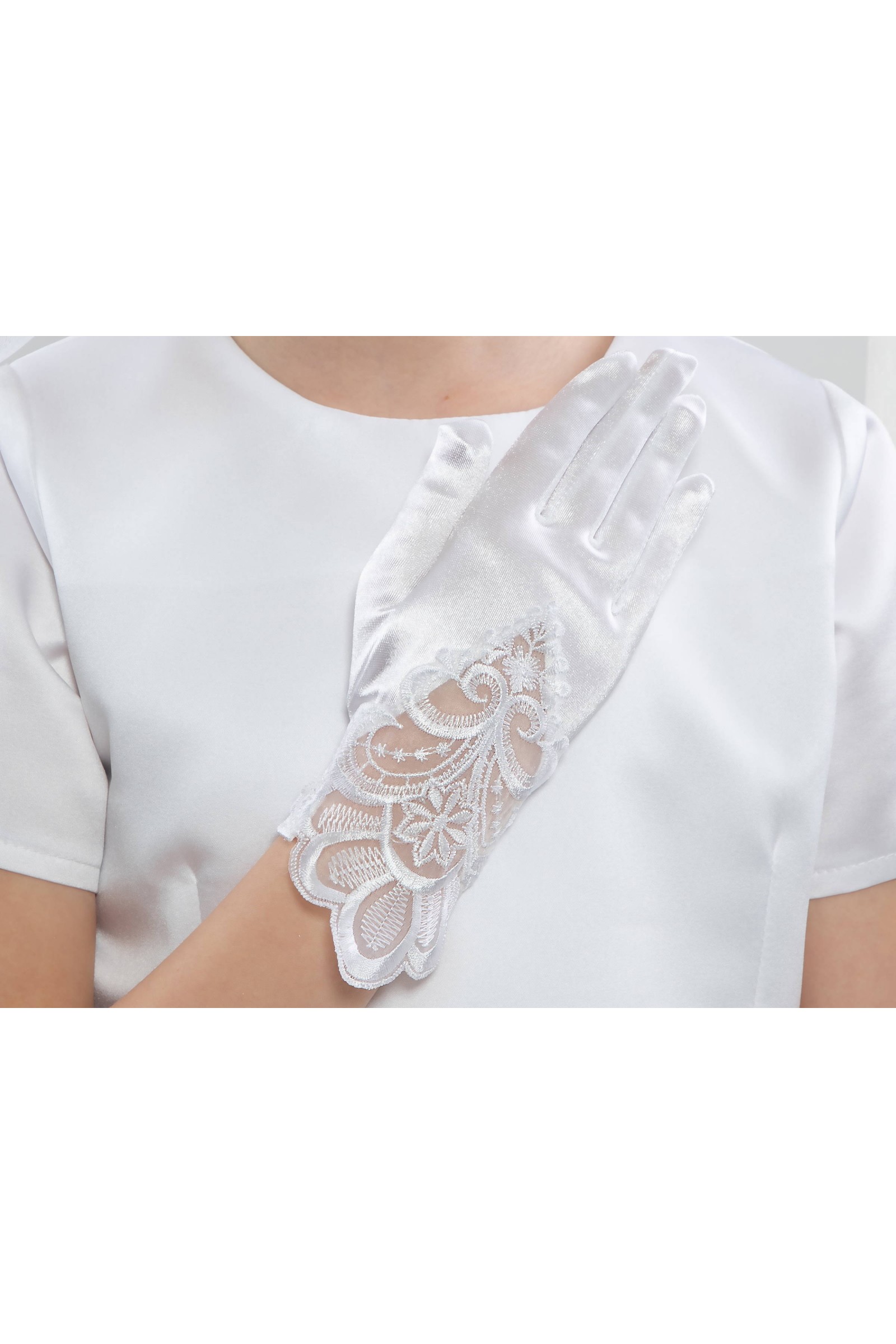 Rękawiczki komunijne klasyczne UK-Nr6a - obraz 3