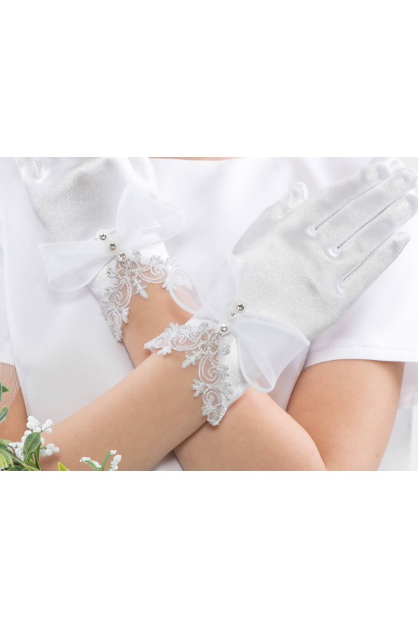 Rękawiczki komunijne klasyczne UK-Nr26A - obraz 2