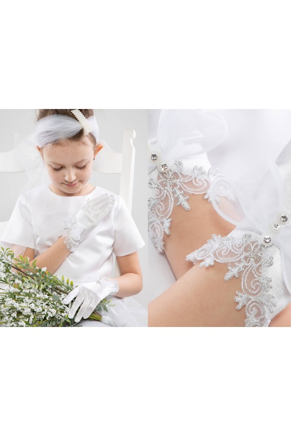 Rękawiczki komunijne klasyczne UK-Nr26A - obraz 3