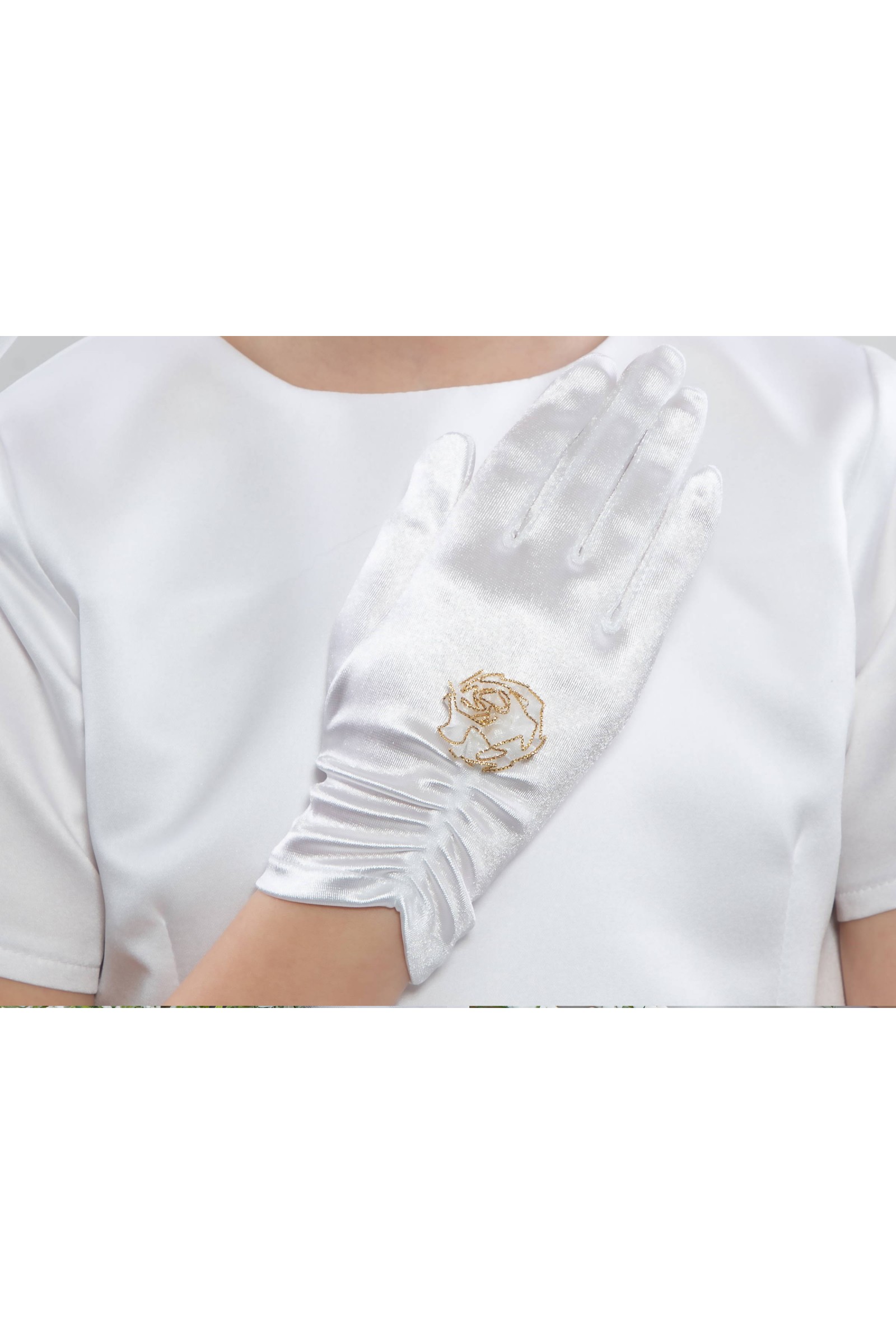 Rękawiczki komunijne klasyczne UK-Nr3a - obraz 4