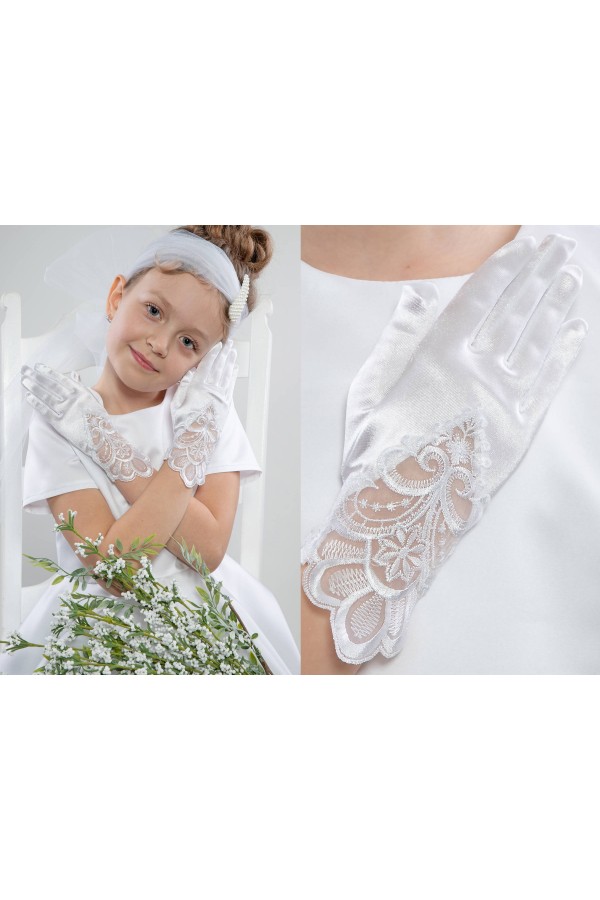 Rękawiczki komunijne klasyczne UK-Nr6a - obraz 2