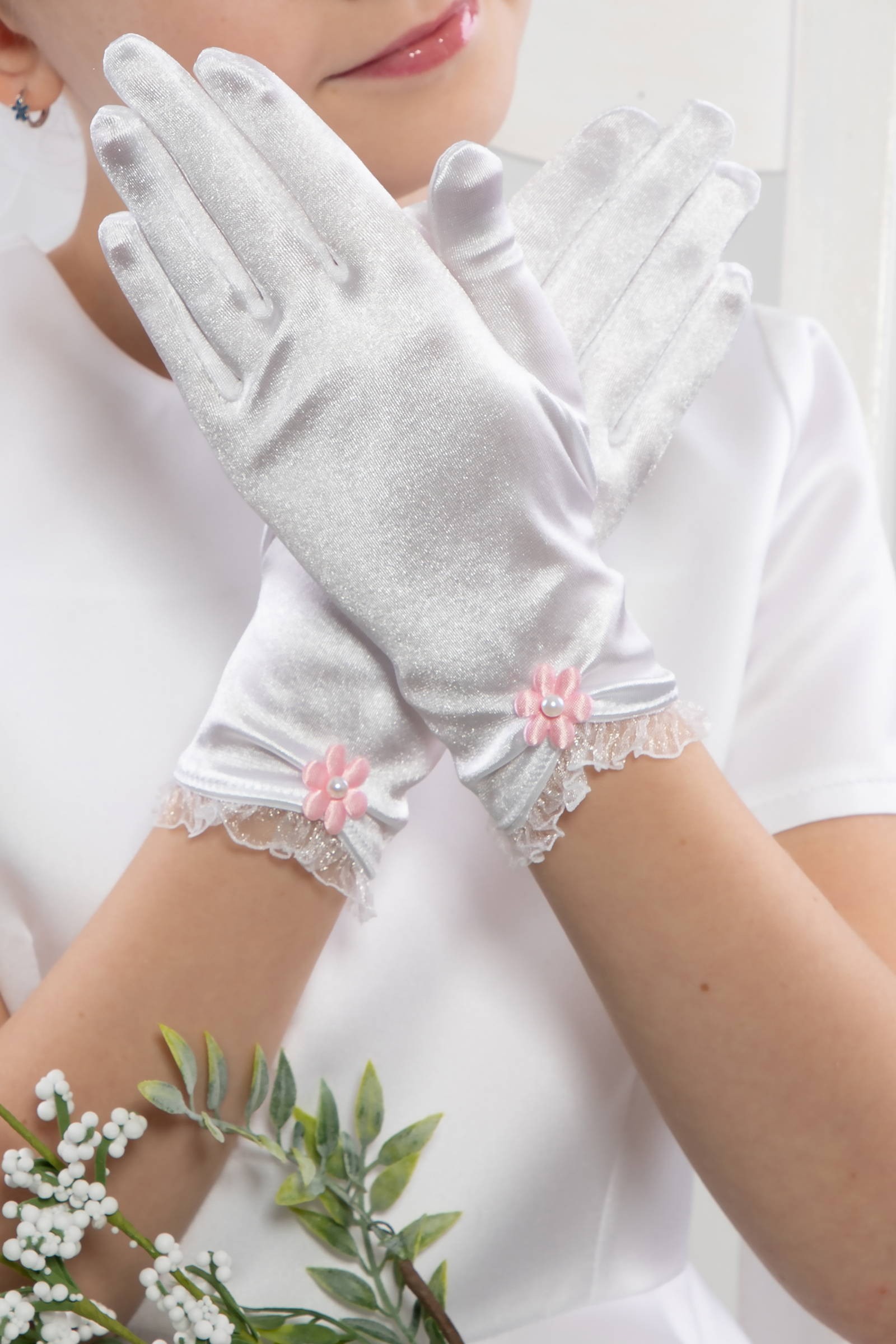 Rękawiczki komunijne klasyczne UK-Nr17 - obraz 0