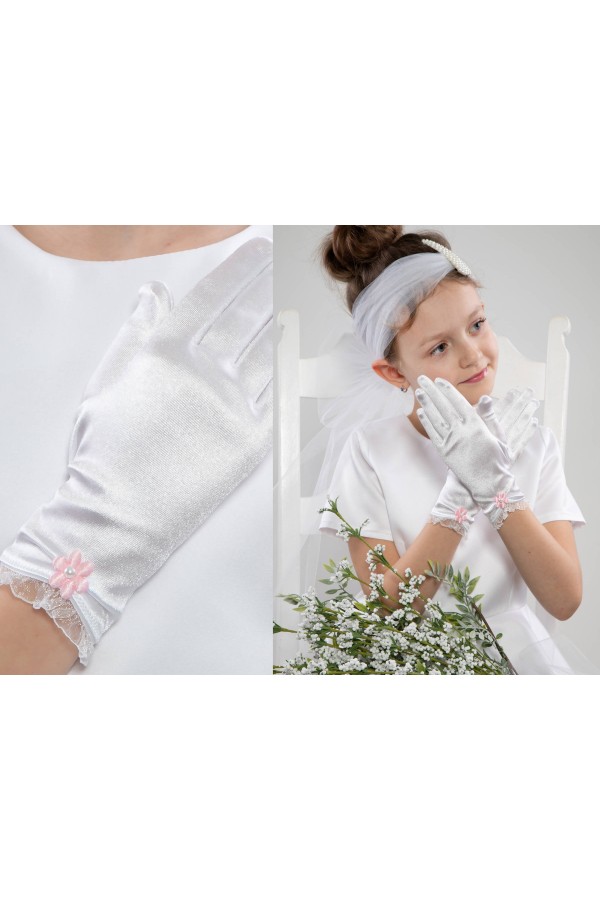 Rękawiczki komunijne klasyczne UK-Nr17 - obraz 3