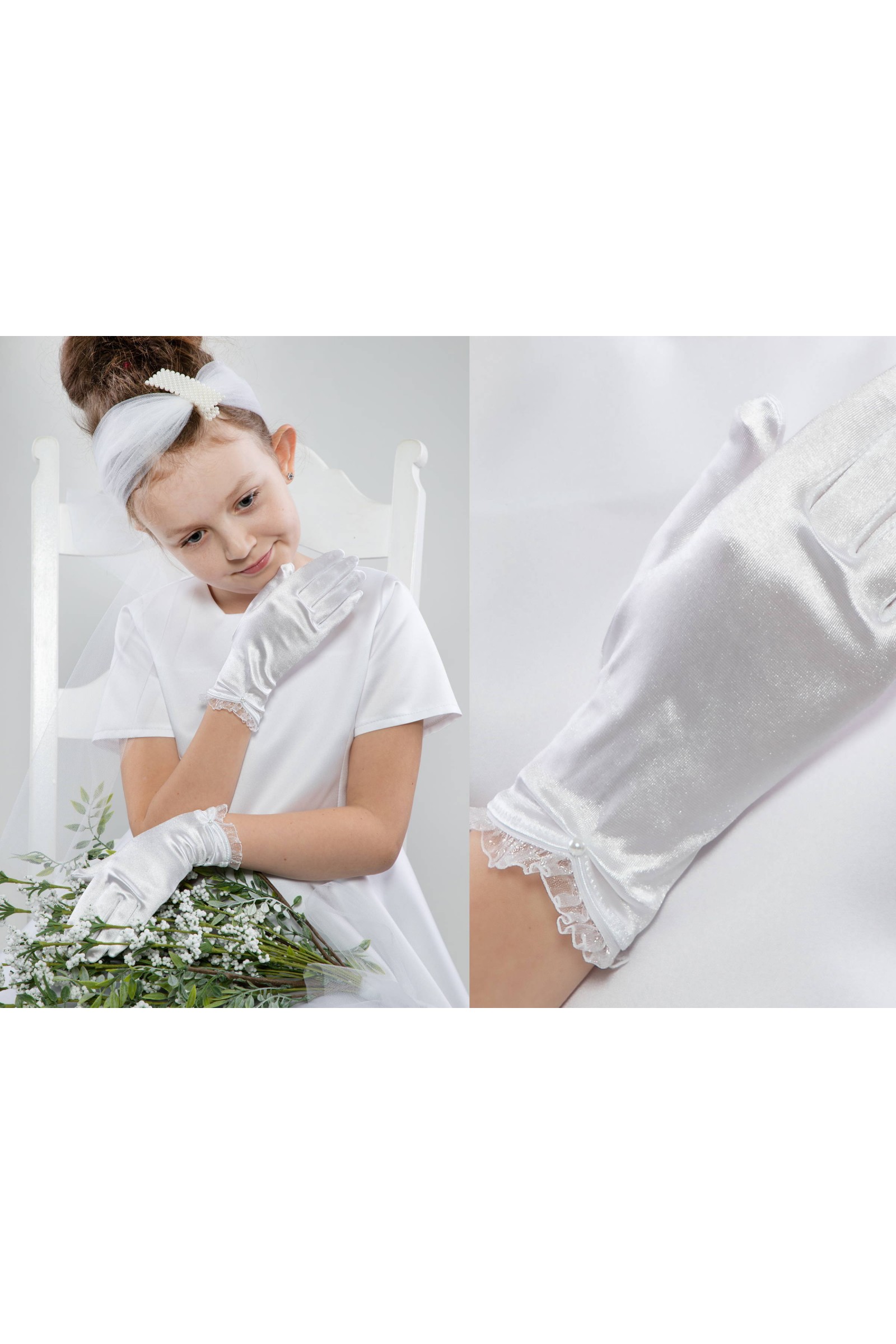 Rękawiczki komunijne klasyczne UK-Nr24 - obraz 1