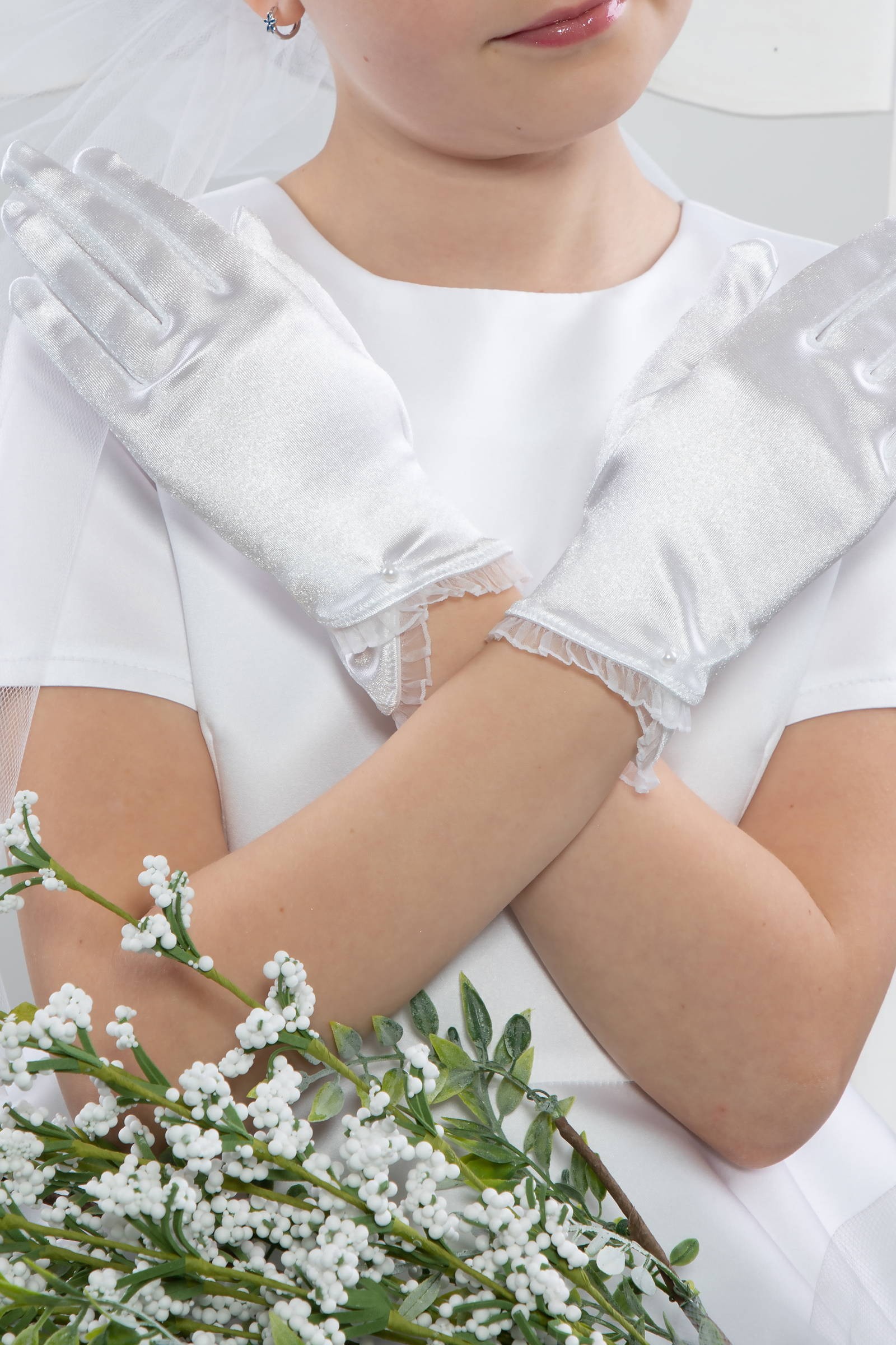 Rękawiczki komunijne klasyczne UK-Nr25 - obraz 0