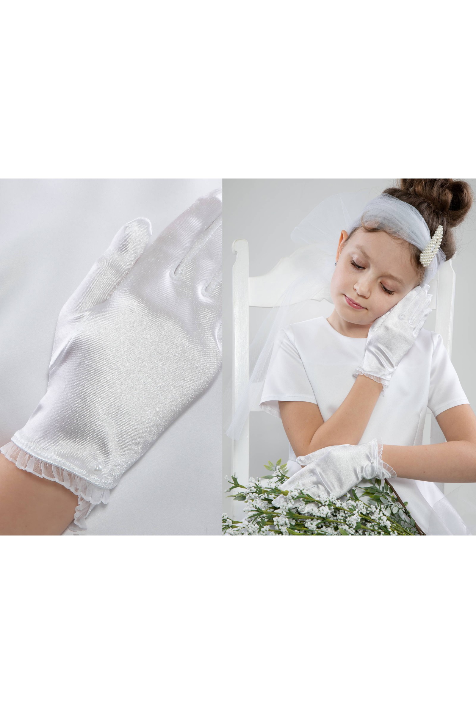 Rękawiczki komunijne klasyczne UK-Nr25 - obraz 3