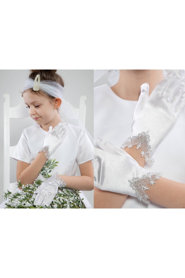 Rękawiczki komunijne klasyczne UK-Nr26 - obraz 1