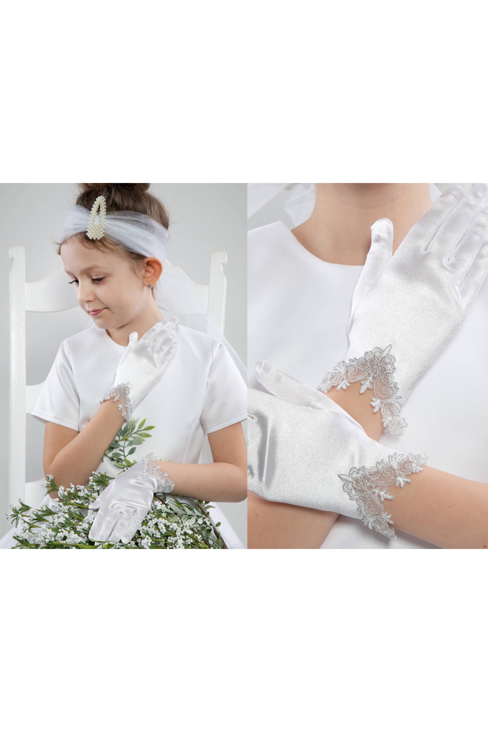 Rękawiczki komunijne klasyczne UK-Nr26 - obraz 1