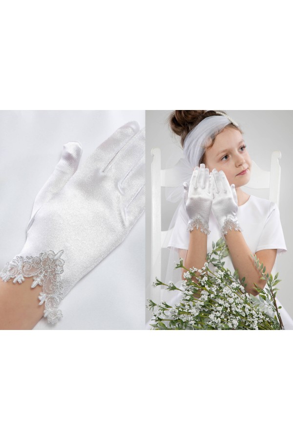 Rękawiczki komunijne klasyczne UK-Nr26 - obraz 3