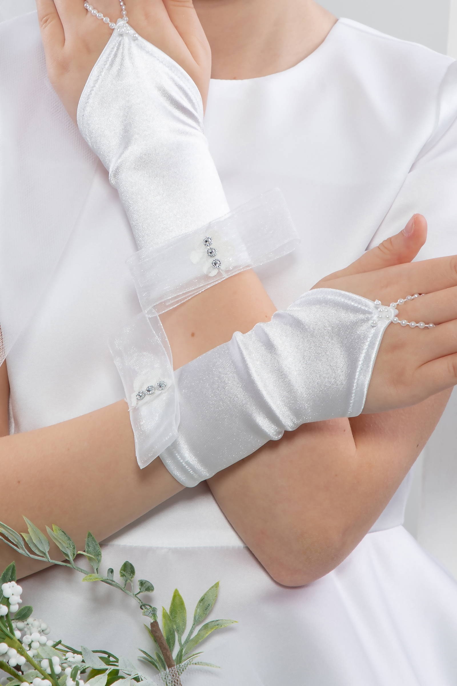 Rękawiczki komunijne na palec UK-Nr1/p - obraz 0