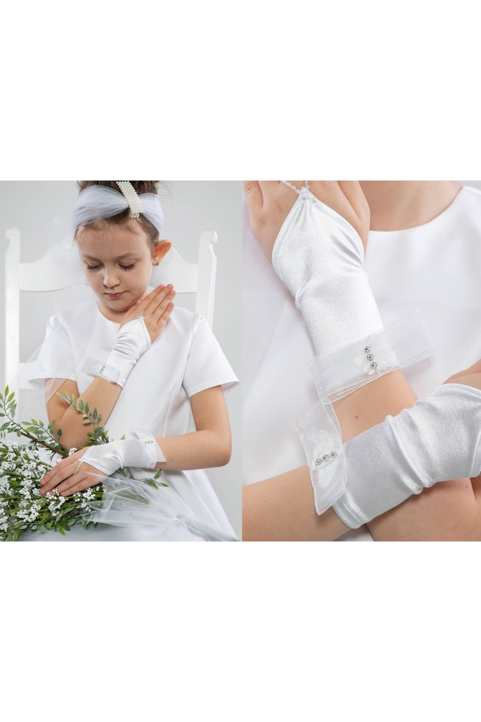 Rękawiczki komunijne na palec UK-Nr1/p - obraz 1