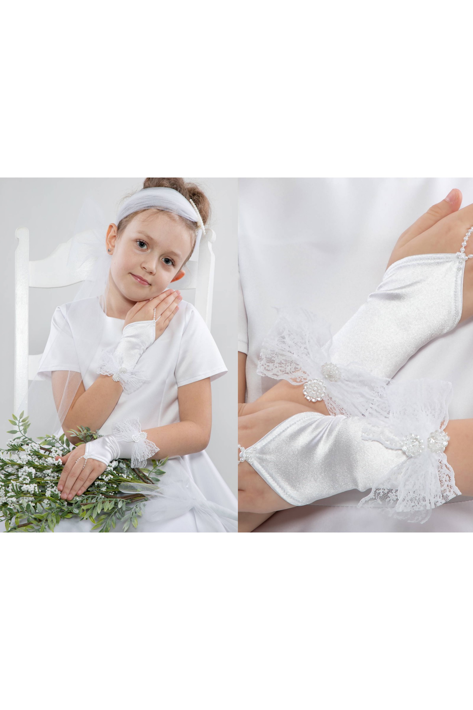 Rękawiczki komunijne na palec UK-Nr3/p - obraz 1