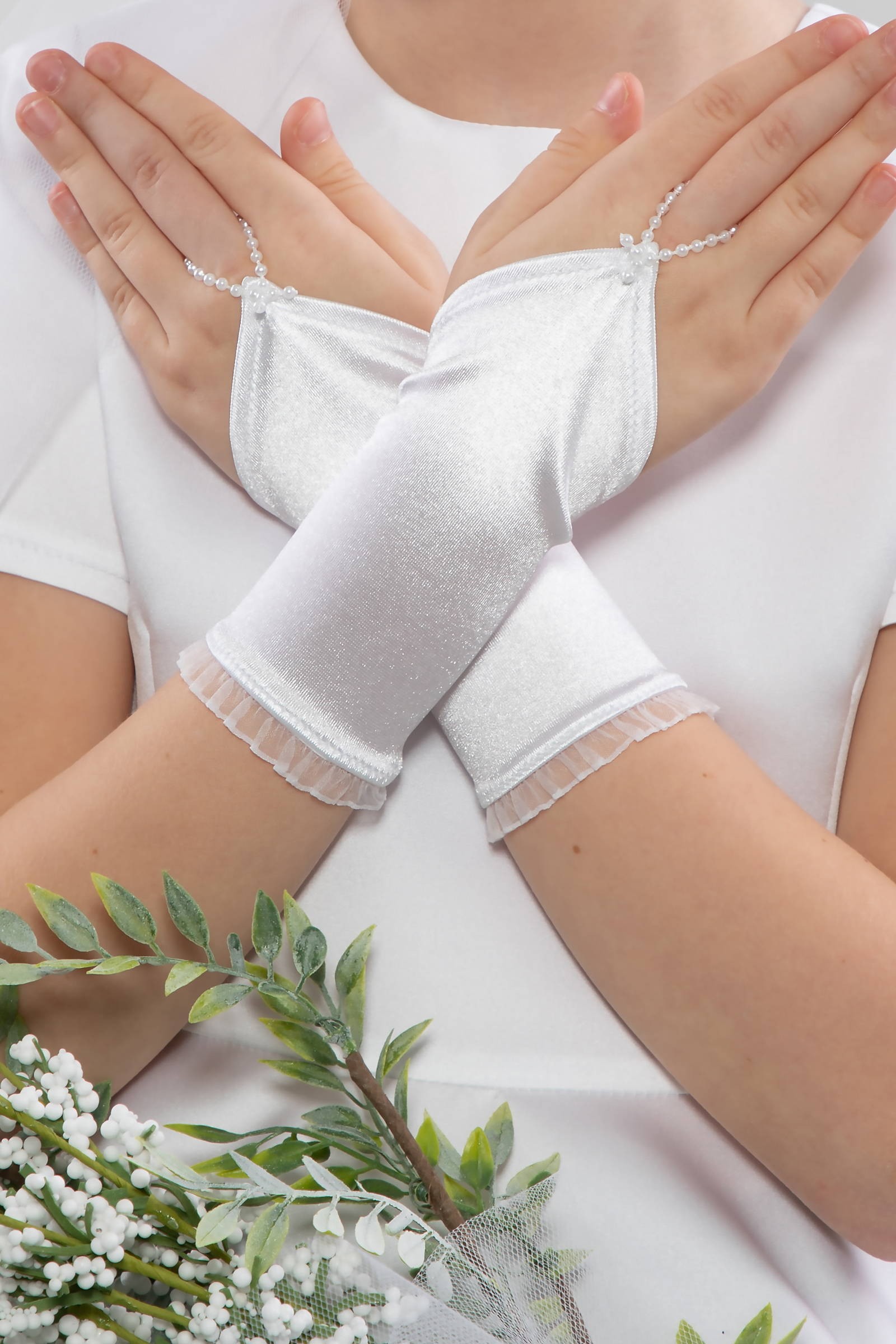 Rękawiczki komunijne na palec UK-Nr24/p - obraz 0