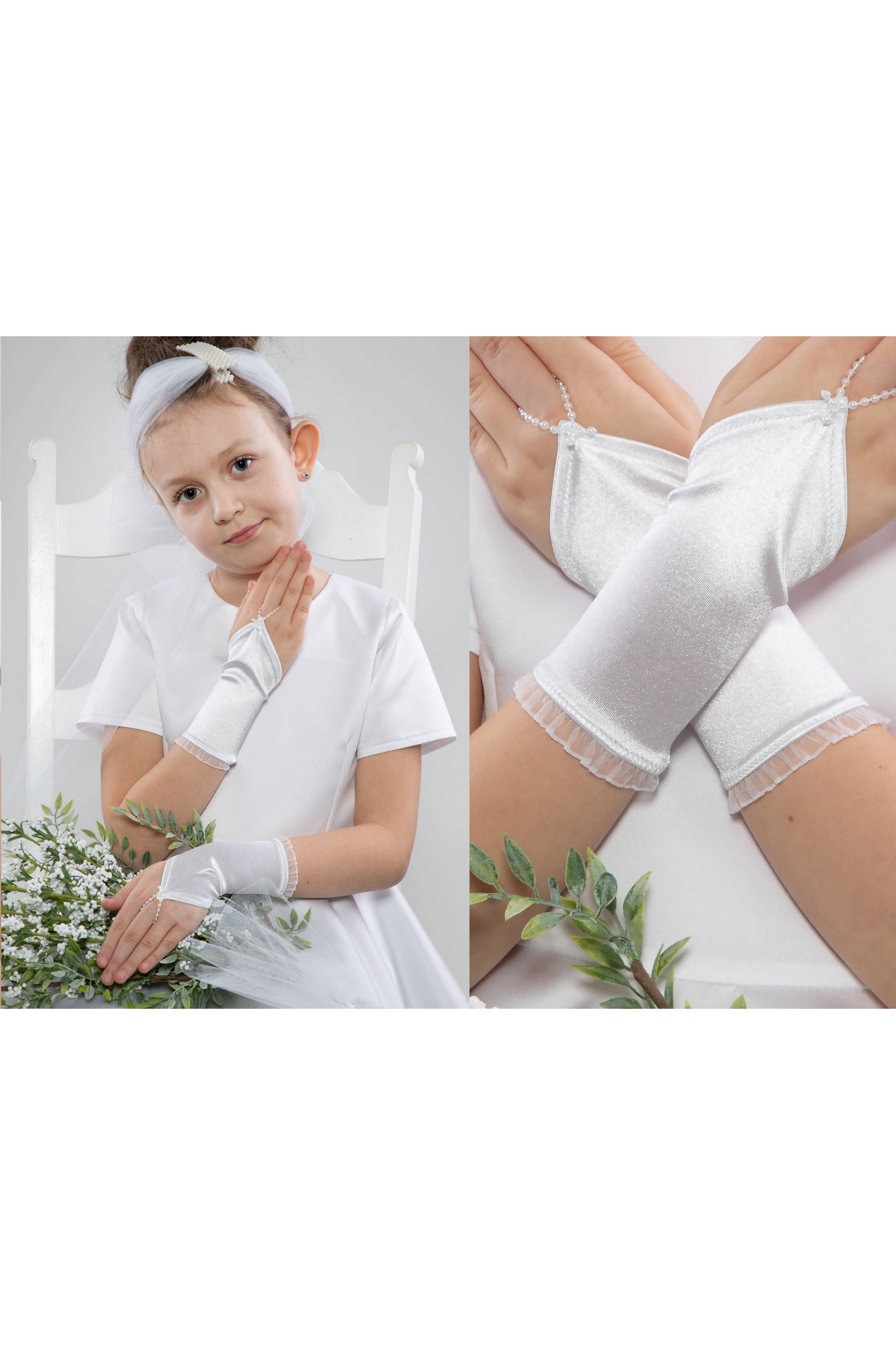 Rękawiczki komunijne na palec UK-Nr24/p - obraz 1