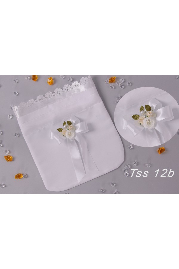 Torebka komunijna satynowa z bukietem - obraz 2