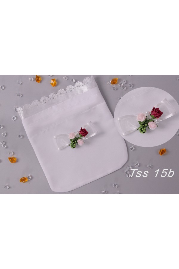 Torebka komunijna satynowa z bukietem - obraz 5