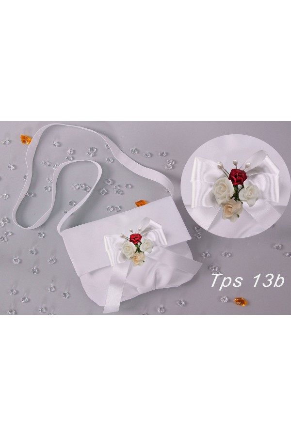 Torebka komunijna satynowa z bukietem na pasek - obraz 2