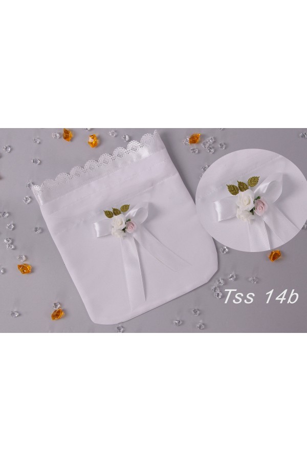 Torebka komunijna satynowa z bukietem - obraz 4