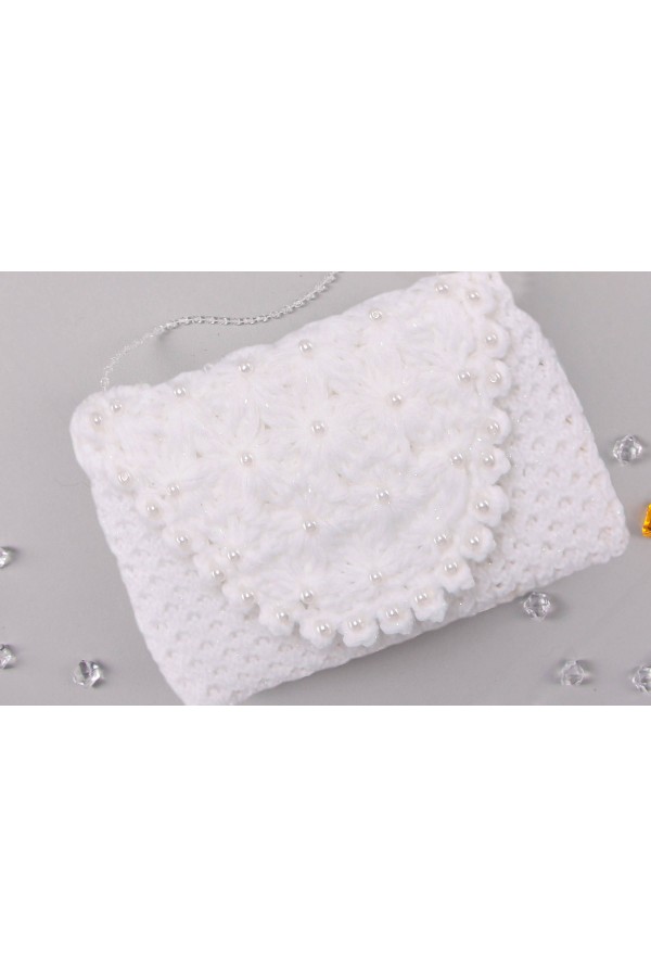 Torebka komunijna szydełkowa z włóczki UK-Tdp2 - obraz 3