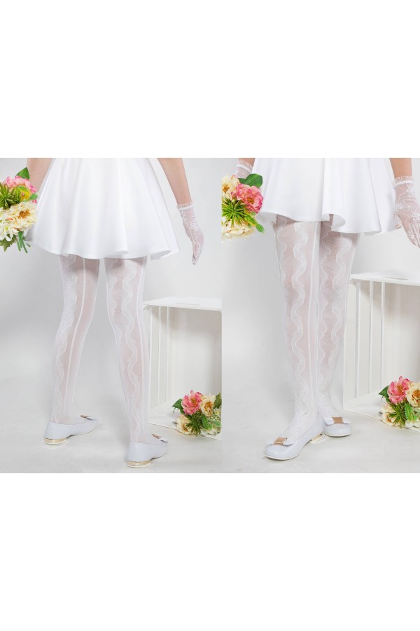 Eleganckie rajstopy komunijne - Oliwka ocieplające - obraz 2