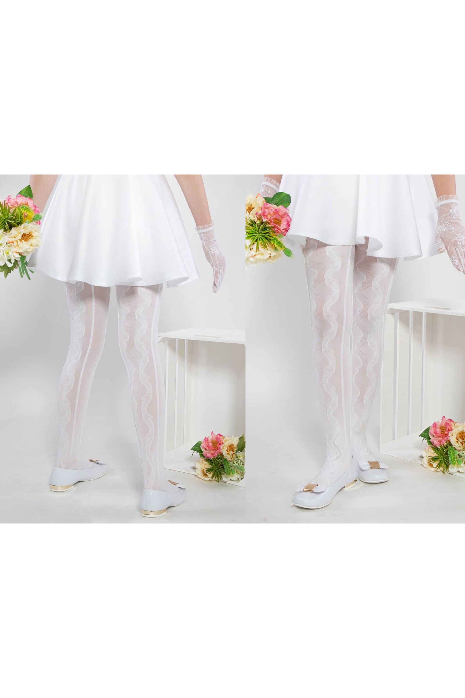 Eleganckie rajstopy komunijne - Oliwka ocieplające - obraz 2