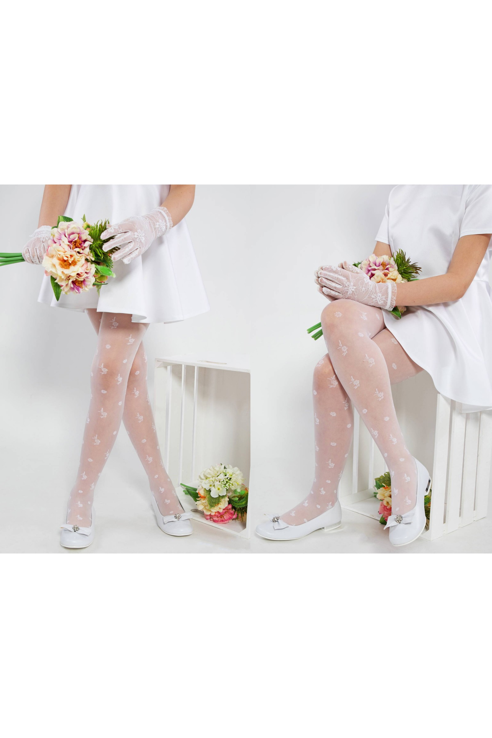 Eleganckie rajstopy komunijne - Patrycja motyw 4 - obraz 2