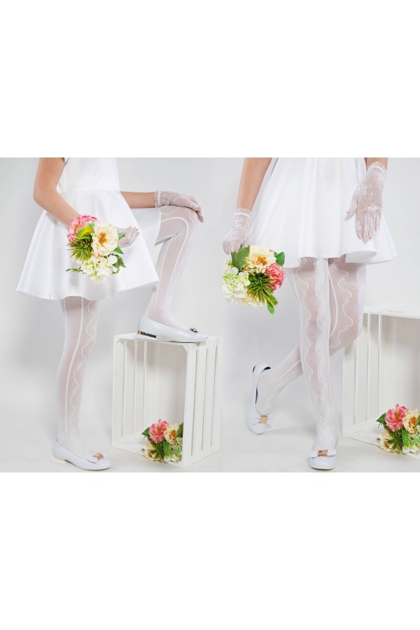 Eleganckie rajstopy komunijne - Oliwka ocieplające - obraz 4