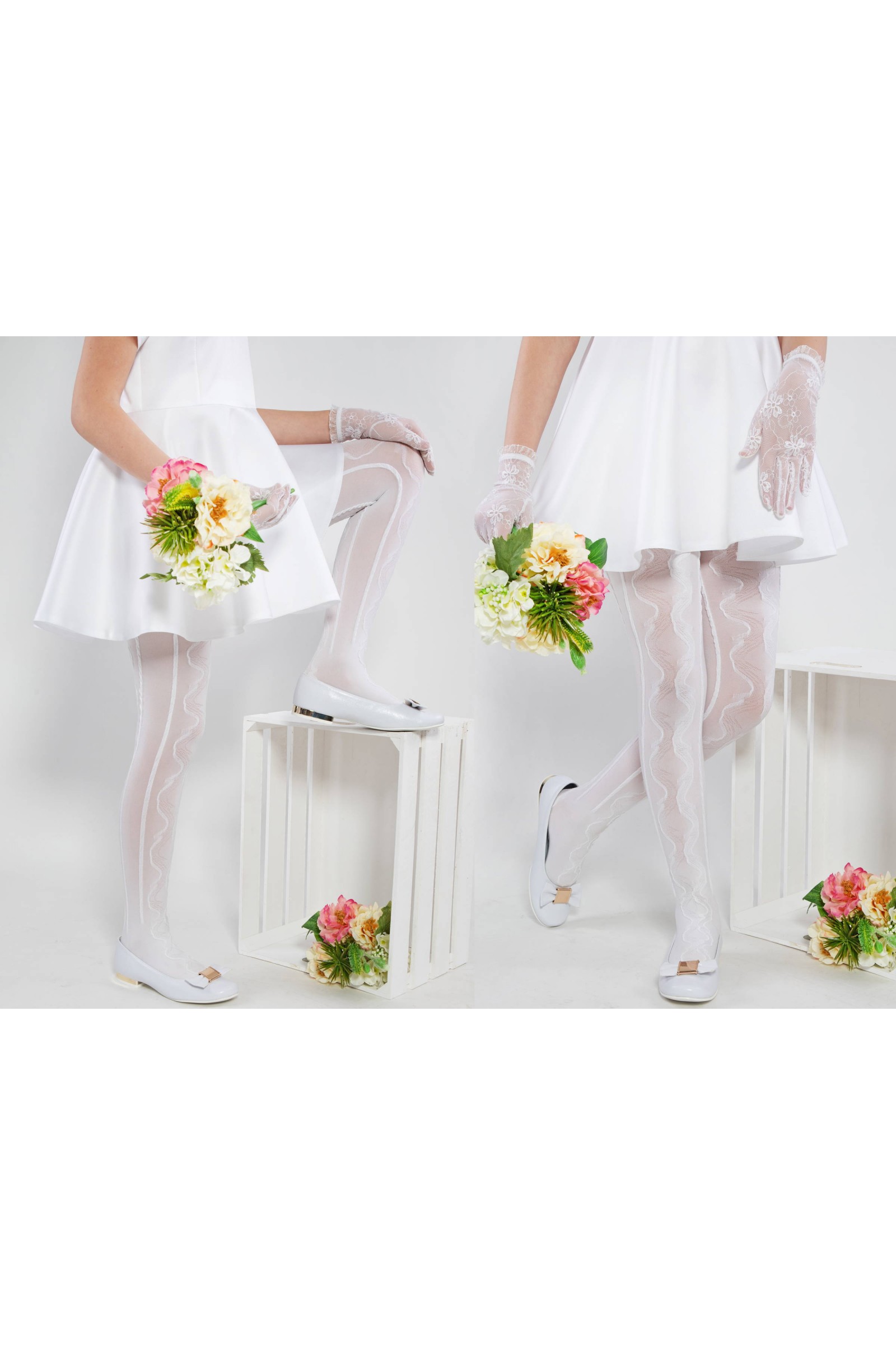 Eleganckie rajstopy komunijne - Oliwka ocieplające - obraz 4