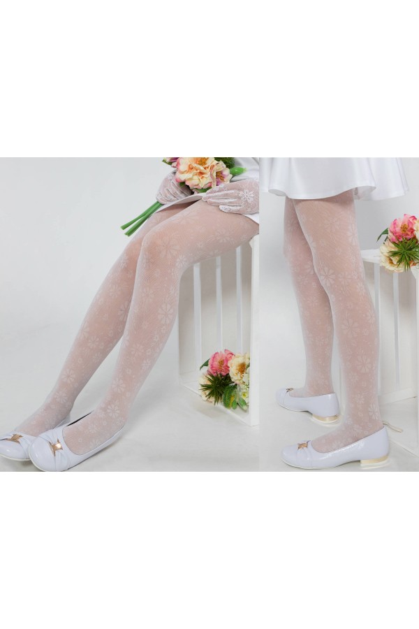 Eleganckie rajstopy komunijne - Żakard - obraz 2