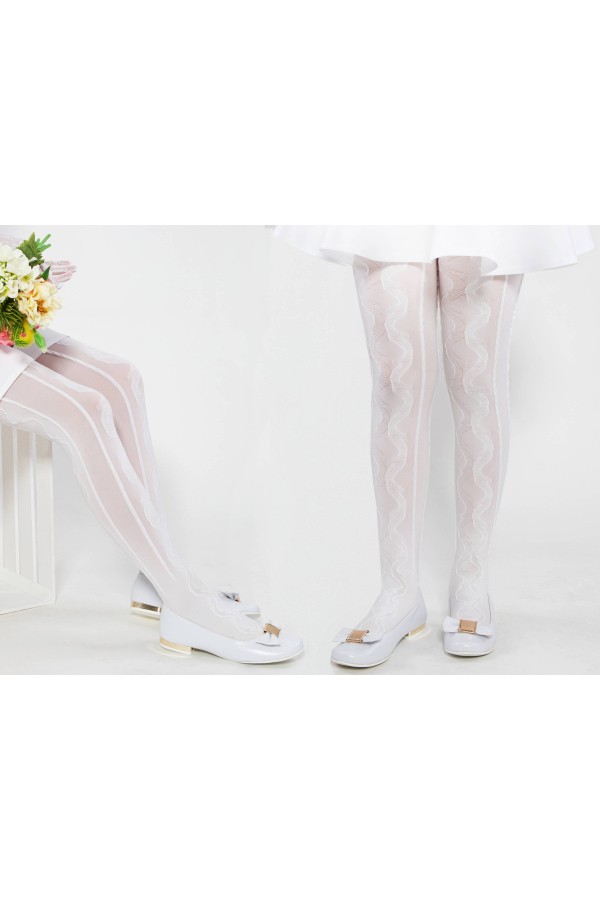 Eleganckie rajstopy komunijne - Oliwka ocieplające - obraz 5