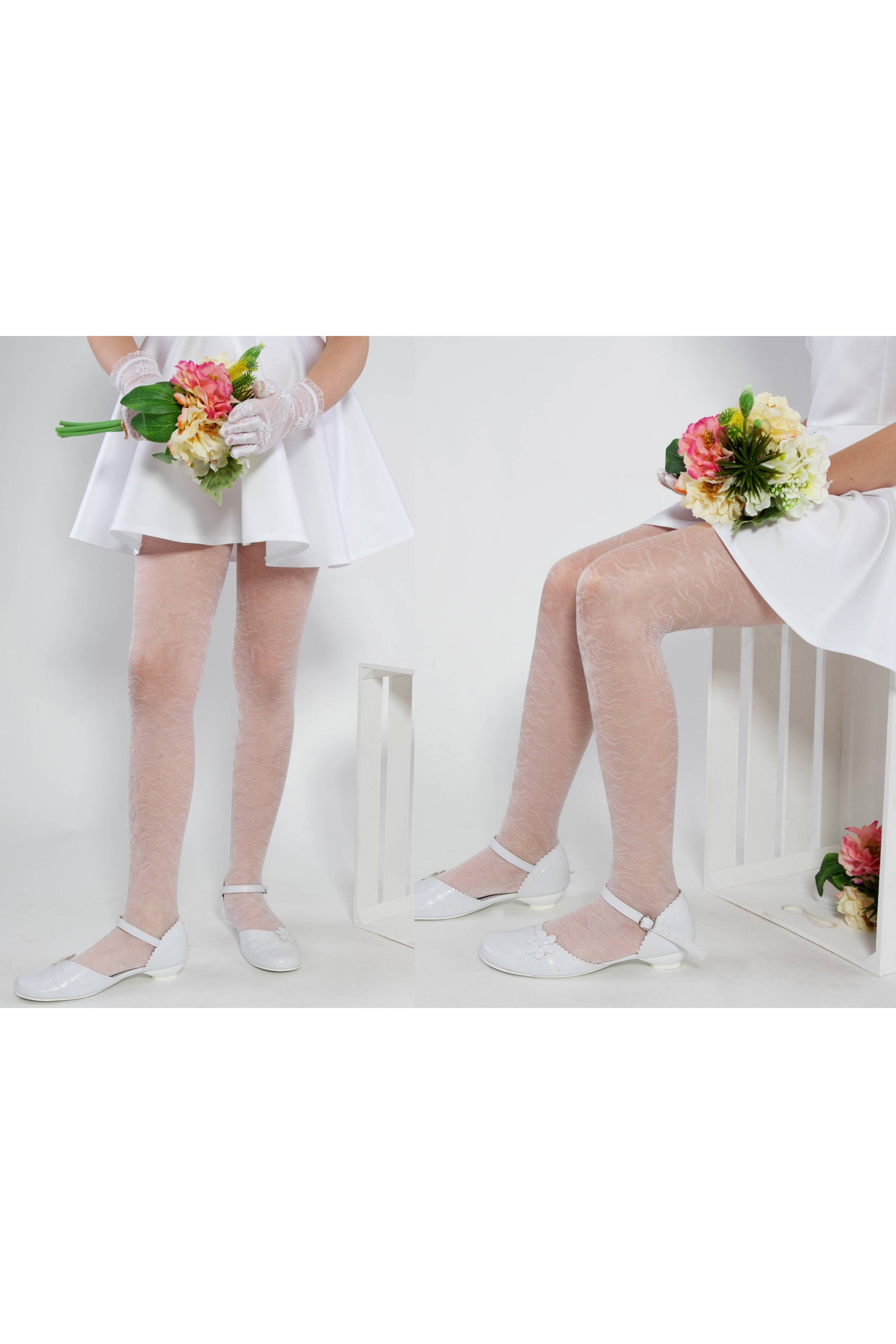 Eleganckie rajstopy komunijne - Suzi motyw 2 - obraz 4