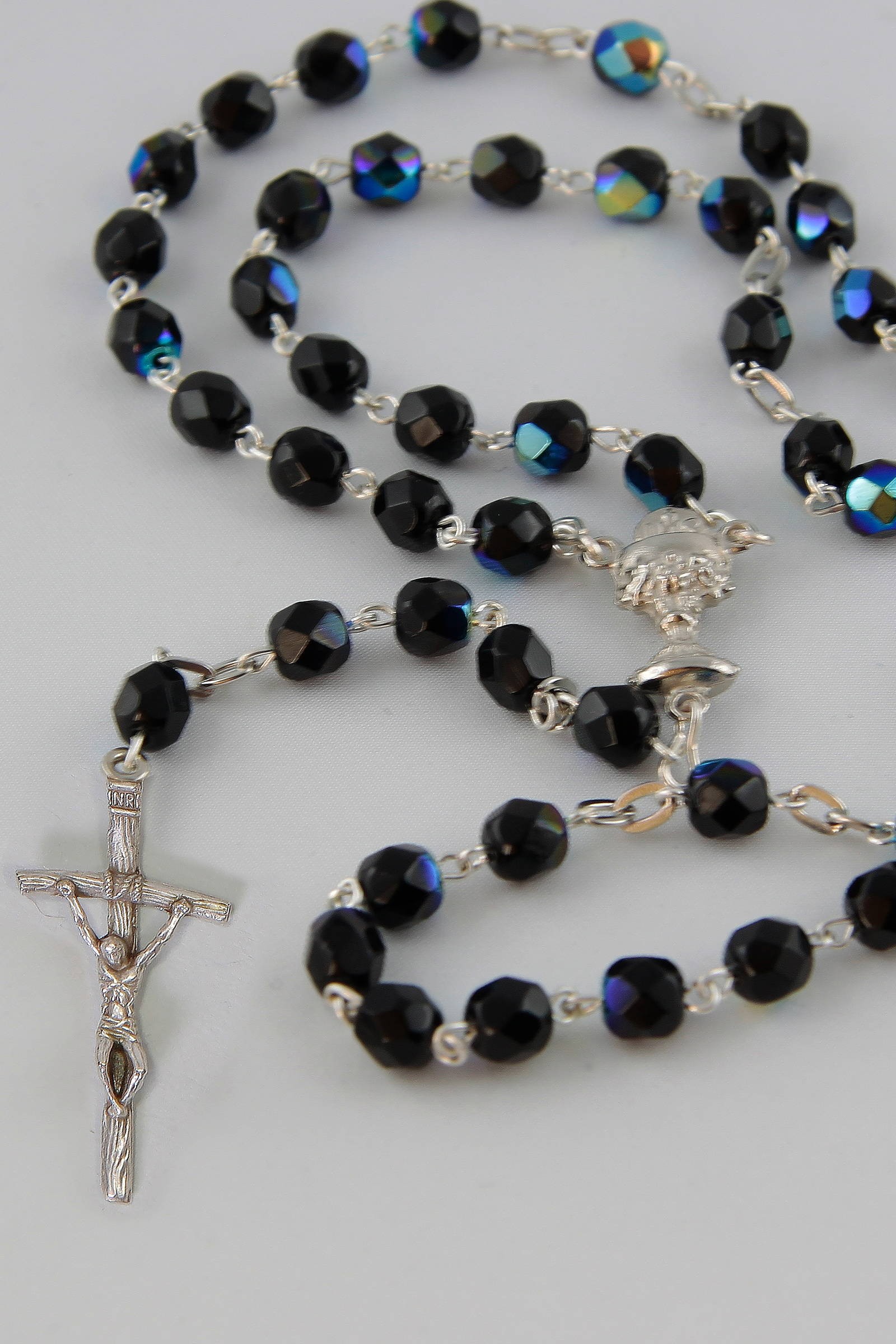 Różaniec komunijny - kryształ hematyt UK-KH - obraz 1