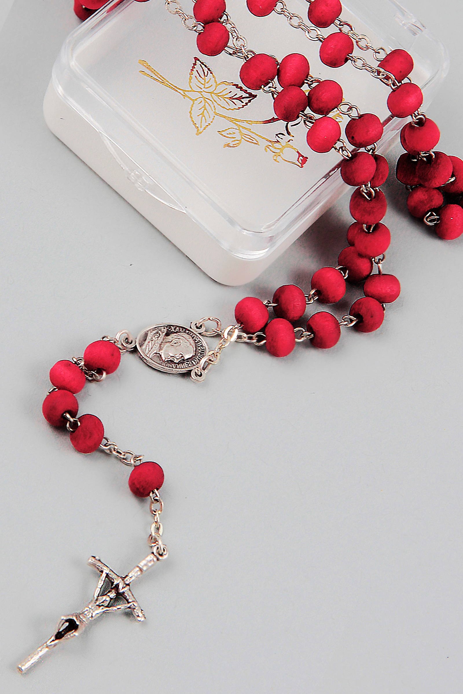 Różaniec komunijny - pachnący czerwony UK-ZC - obraz 0