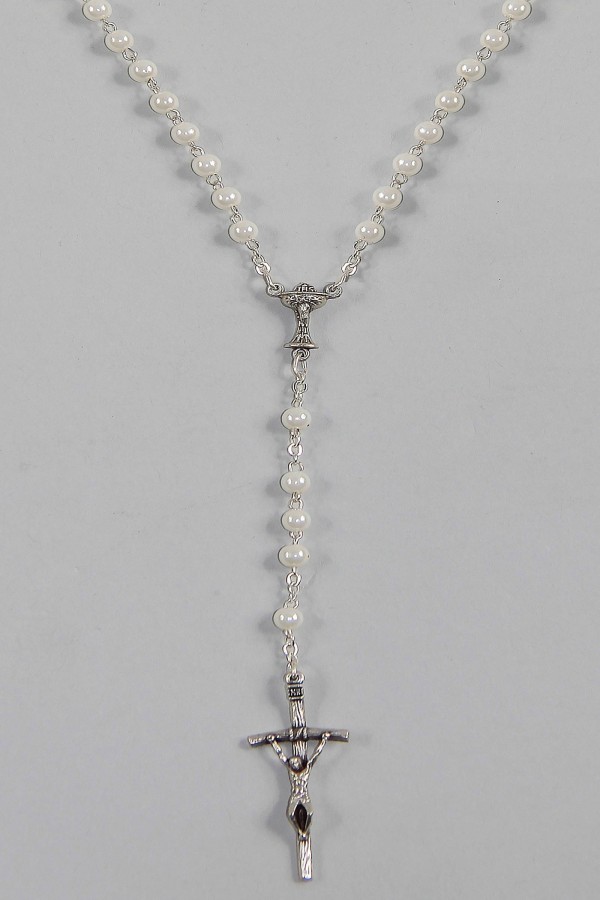 Różaniec komunijny - perełka biała UK-PB - obraz 2