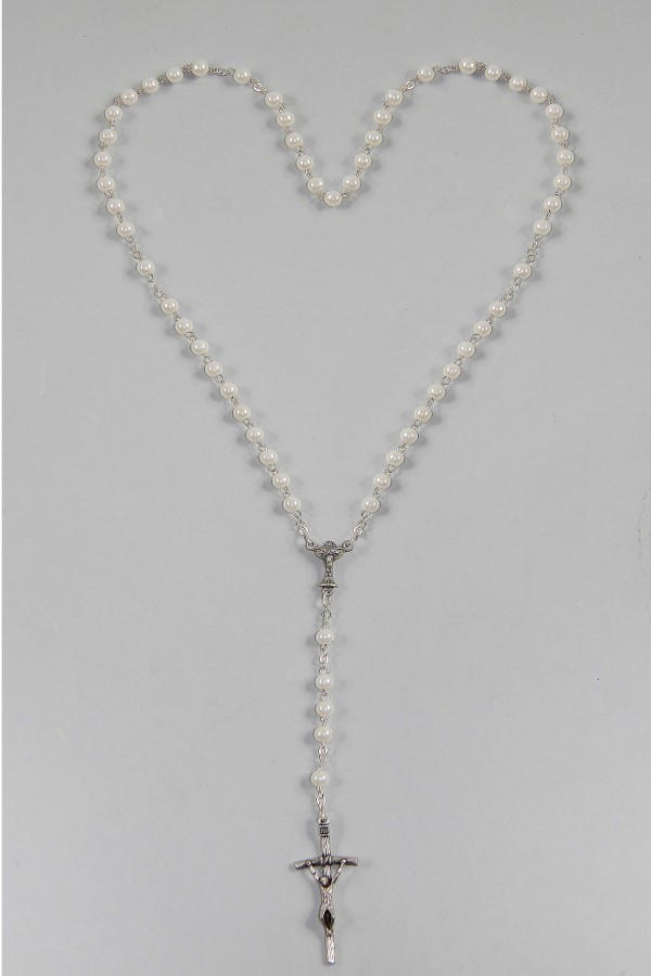 Różaniec komunijny - perełka biała UK-PB - obraz 1