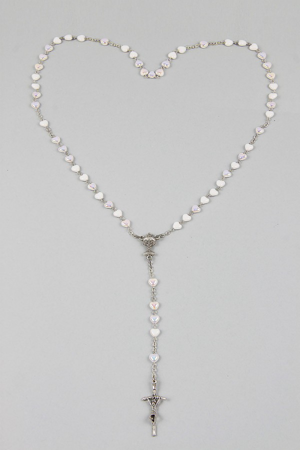 Różaniec komunijny - serce biały UK-SB - obraz 2