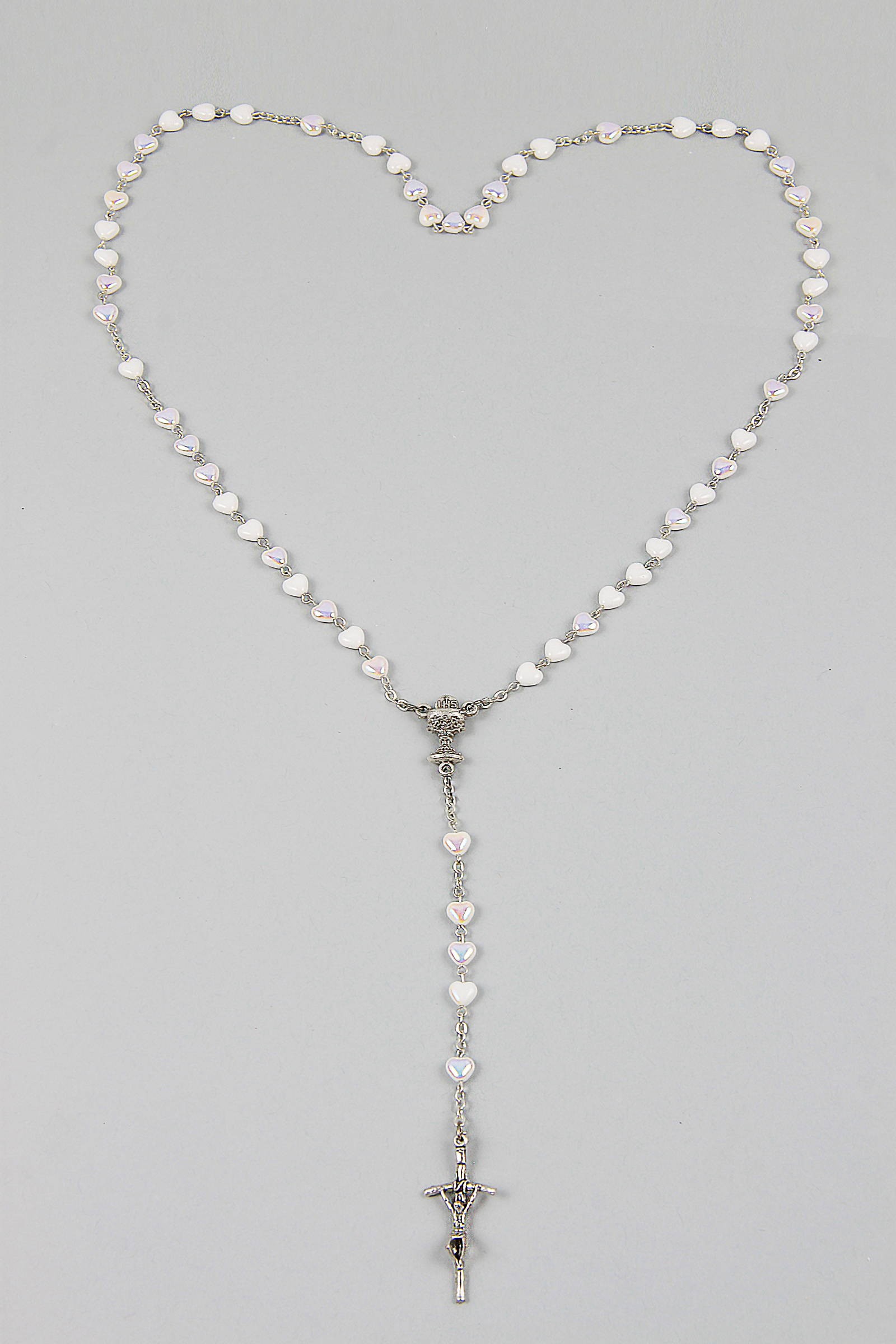 Różaniec komunijny - serce biały UK-SB - obraz 2