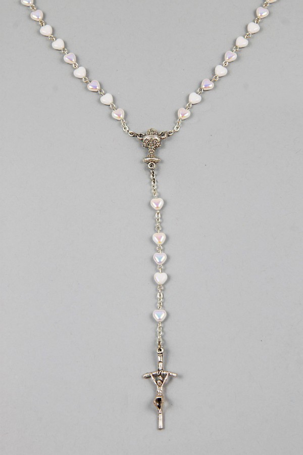 Różaniec komunijny - serce biały UK-SB - obraz 3