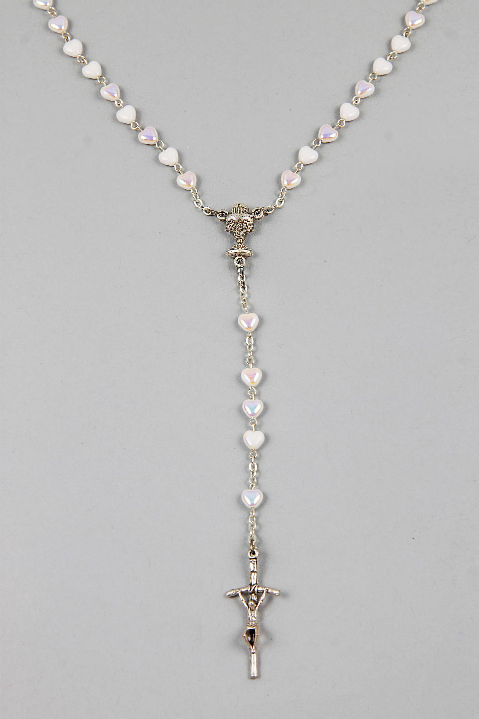 Różaniec komunijny - serce biały UK-SB - obraz 3