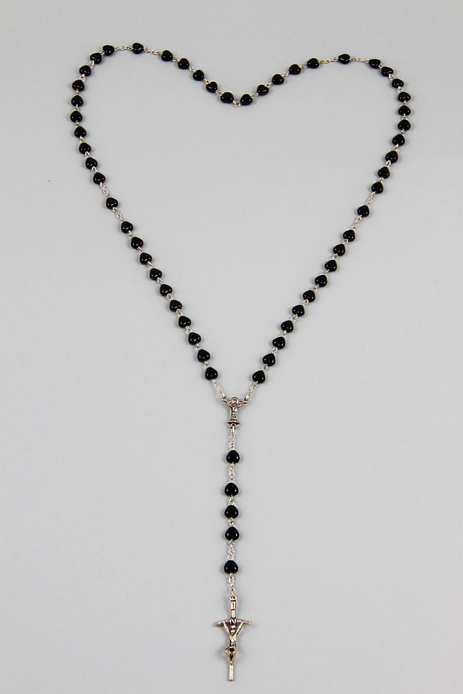 Różaniec komunijny - serce czarny UK-SC - obraz 2